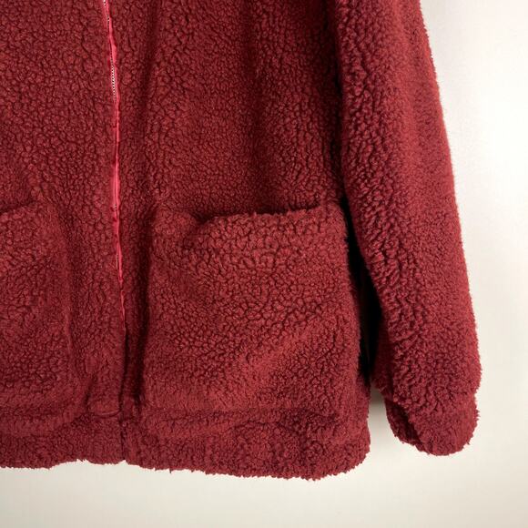 I.AM.GIA Pixie Teddy Jacket Burgundy Red Size XS Full Zip Oversized Revolve - Picture 9 of 14